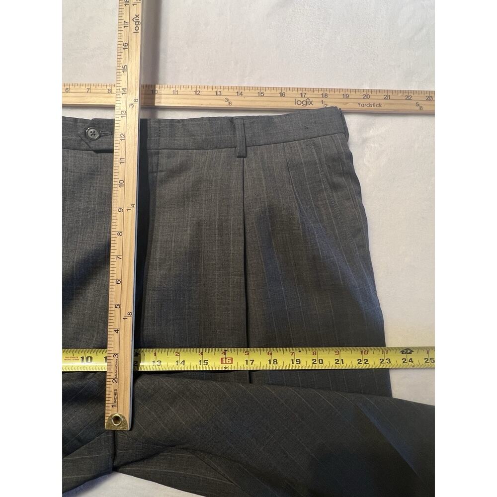 Hart Schaffner Marx 44L 37x30 Steel Gray Light Tan Stripe Suit Micro Hopsack - Picture 14 of 16